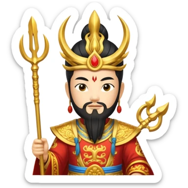 chinese god with Poseidon trident sticker