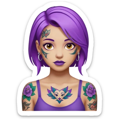 women with tatoos and hightlight that tatoos with purple hair sticker