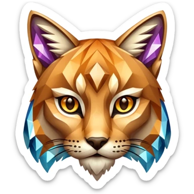 Lynx made of crystals that's light brown sticker