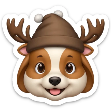 Dog in new yaer deer hat sticker