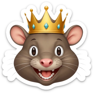 rat laughing like a villain in pleasure after stealing something with a crown sticker