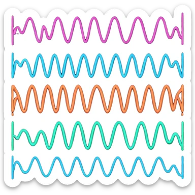 Emoji kit of all emotions being done like An oscilloscope, animated sticker