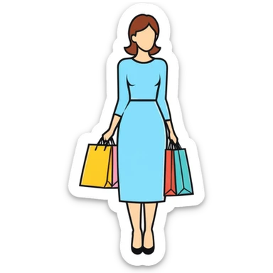 Lady with shopping bag sticker