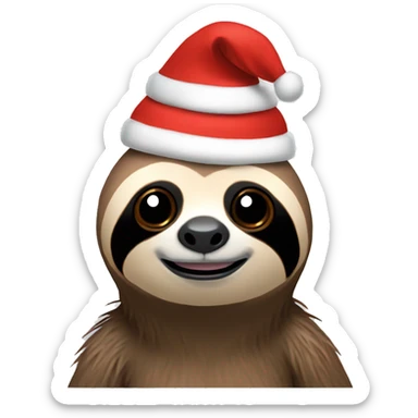 Sloth with Christmas hat sticker