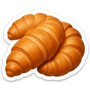 Create another croissant in the style of Apple emojis, with no background. The style is apple emoji style, concise prompt. sticker
