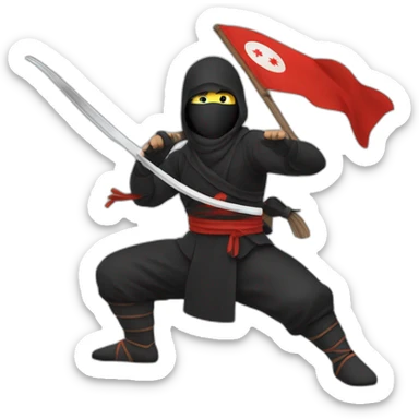 Ninja qui tien le drapeaux de la turquie sticker