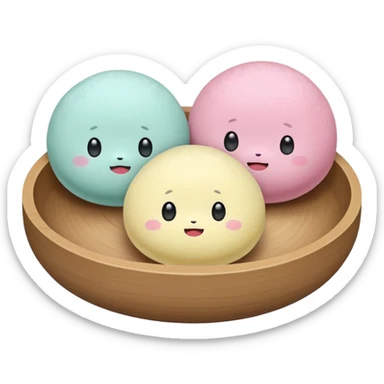 2 cute japanese mochi kawaii in pastel sticker