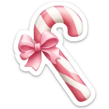 light pink and white candy cane with a bow sticker