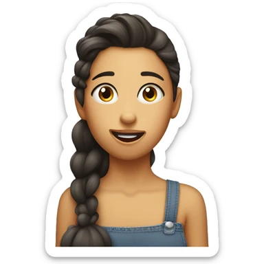 Girl putting hair on the ear while sticking tongue out being cocky sticker