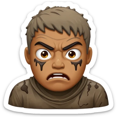 Rahjeed covered in dirty chunky mud angry sticker