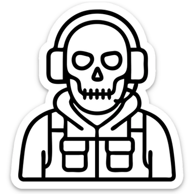 Call of Duty Ghost character with skull mask, tactical military outfit sticker