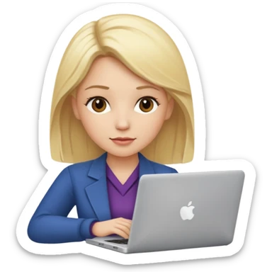 Mujer con pelo Rubio trabajando en￼￼￼ ￼laptop sticker