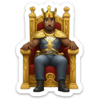 king sitting on a throne sticker