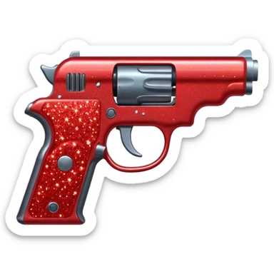red glitter gun sticker