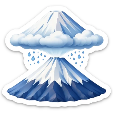 Mount Fuji with muted blue and white colors, not bright sticker