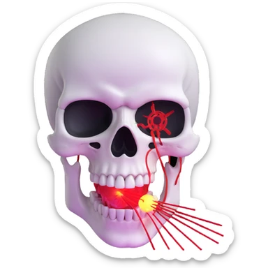 skull grinding teeth with laser from one eye sticker