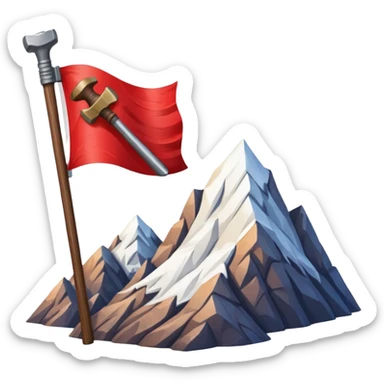Flag depicting a mountain and a hammer sticker