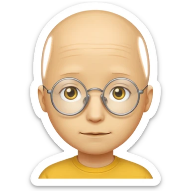 shy no hair circle face yellow sticker