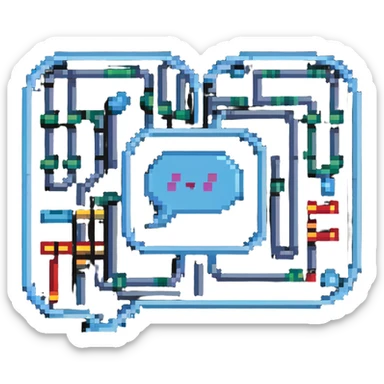 AI chat bubble with circuit patterns, digital conversation icon sticker