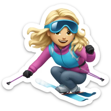Blonde girl skiing  sticker