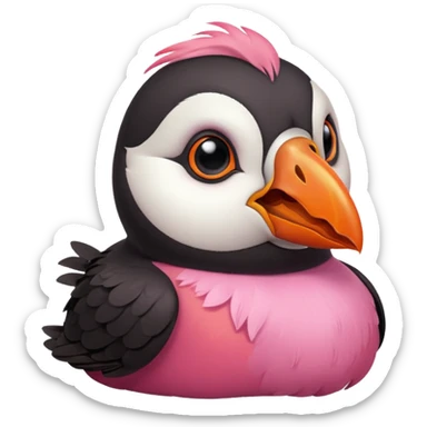 pink puffin angry blow steam nose beak sticker
