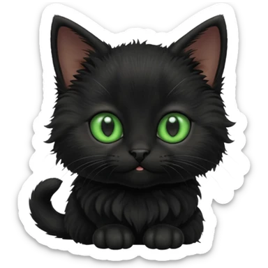 A photo-realistic digital illustration of a black kitten sticker