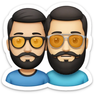 Van u make 2 cool young emojis with shades side by side, both have faded hair, one of them should also have faded beard. Beneath the faded beared emoji should have the initials WQ and the other PJ. black hair and beard sticker