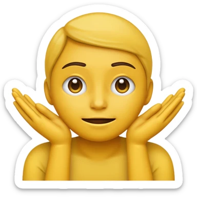 darkened yellow emoji face with hands on cheeks, Android Color Emoji style sticker