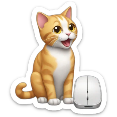 Cat with mouse listen songs sticker