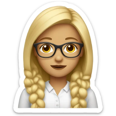 blond girl, brown eyes, glasses sticker