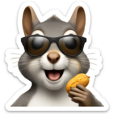 Squirrel with a peanut wearing sunglasses  sticker