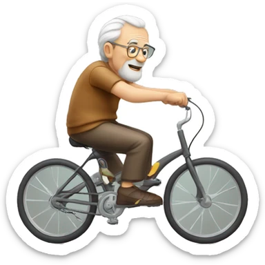 Old man biking and sweetig sticker
