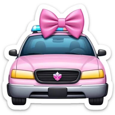 Cop car wearing girly bow sticker