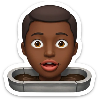 person with a mouth resembling a street gutter sticker