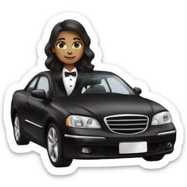 Brunette Girl with tuxedo car sticker
