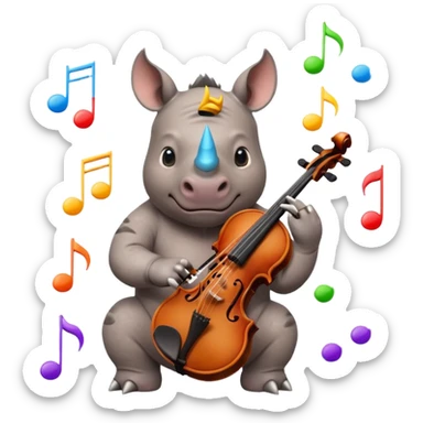 Rhino playing playing violin sticker