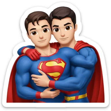 Spider-Man hugging Superman  sticker