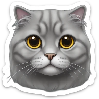 all darkgrey Scottish Fold Cat long hair broken ear sticker