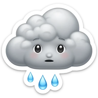 A sad cloud emoji with a rain drop sticker