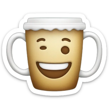 Frothy coffee mug with a smiling face sticker