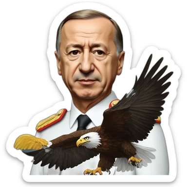 Recep Tayyip Erdoğan under an eagle sticker