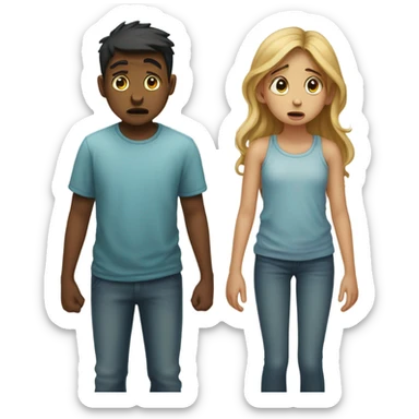 crying girl and boy because another girl is leaving  sticker