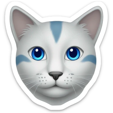 Blue simplistic sketch of a cute cat face sticker