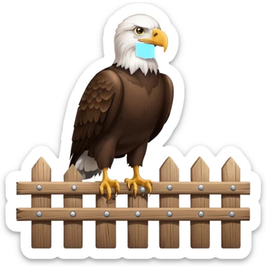Bald Eagle perched on a fence sticker