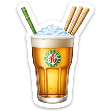 Tsingtao beer with chopsticks sticker