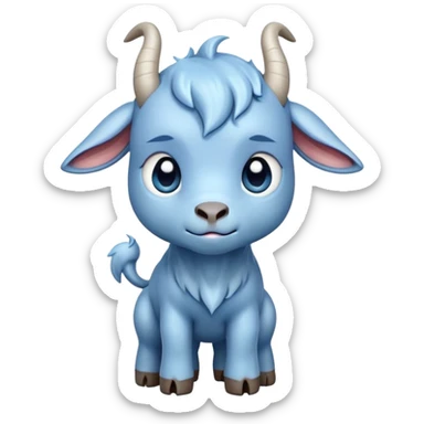 Sad-crying tears-cute-small-full body-blue goat-head tilted up sticker