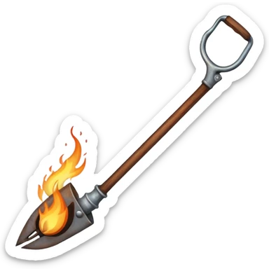 a three pronged pitchfork and a torch sticker