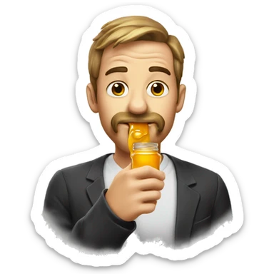 Man suck honeys finger honey from honey pot sticker