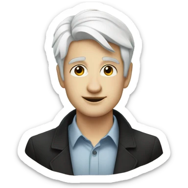 30 yea old male, handsome, small eye, Light white skin, Black hair, Fancy colourful background sticker