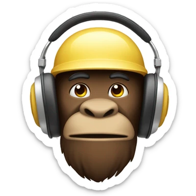 Singe qui fume avec un casque Apple sur la tête  sticker